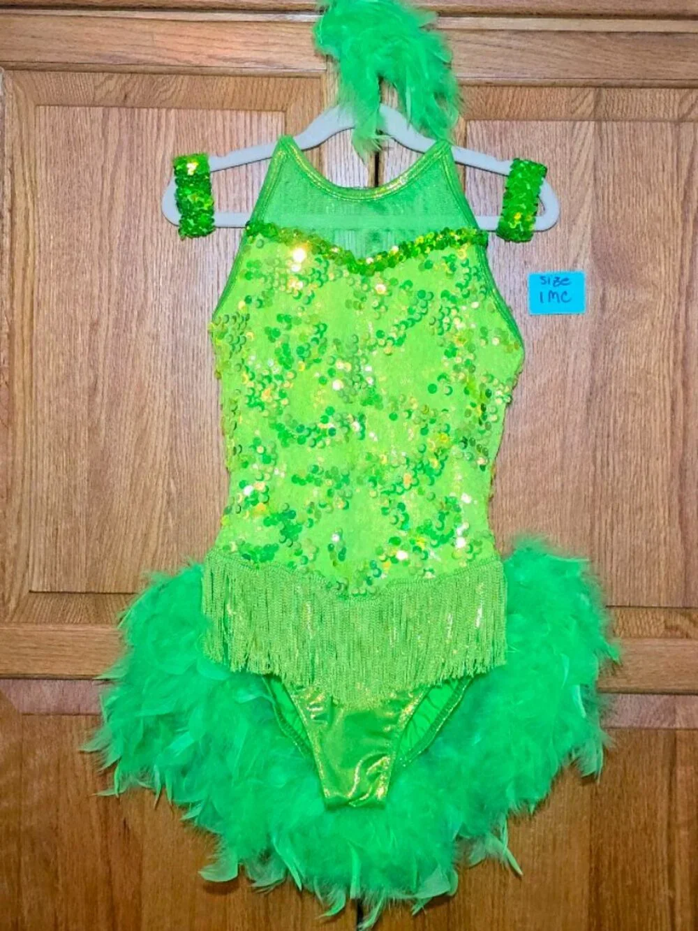 A Wish Come True 21639 Let's Get Loud Neon Green Sequin Feather Costume size IMC